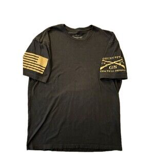 Grunt Style Men's Black Graphic Tee - GS Flag Detail